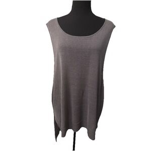 Eileen Fisher XL Gray Blouse Tunic Top Women Italian Yarn Lightweight Lagenlook
